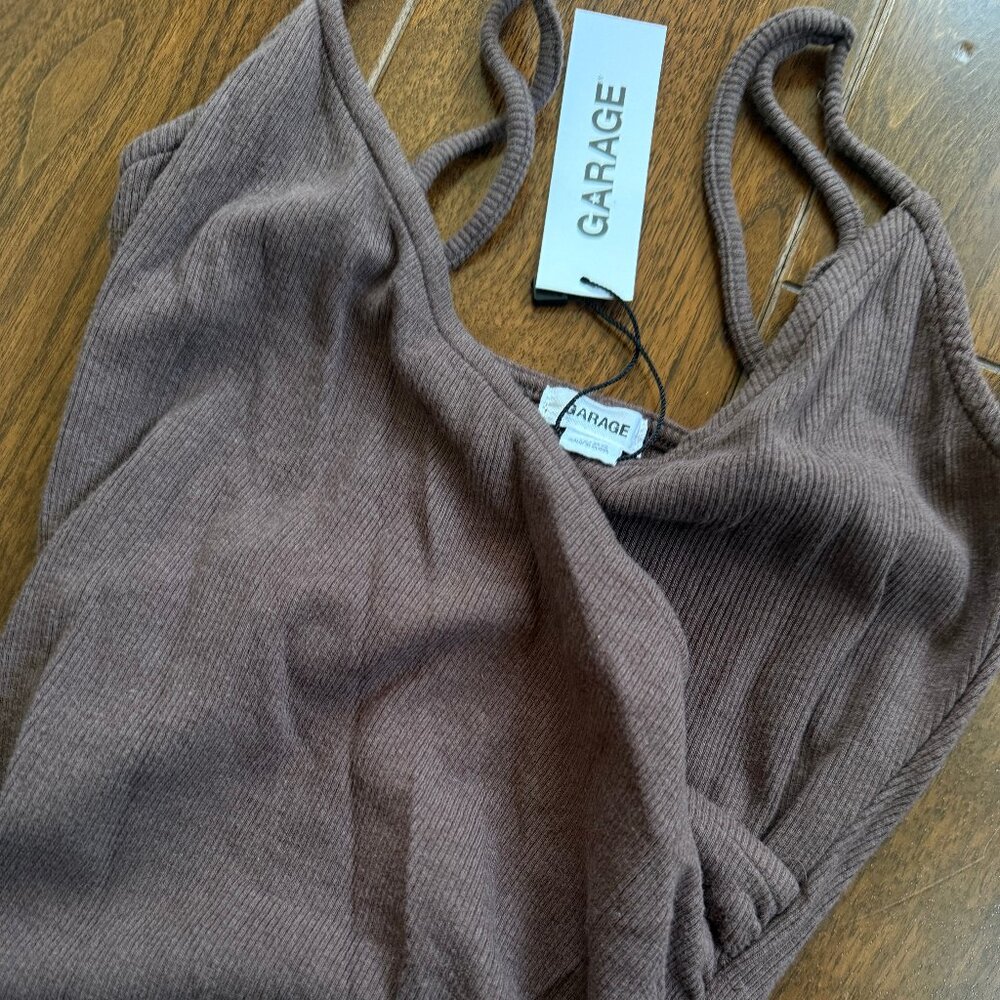 Garage Ribbed Bodycon Crossover Dress